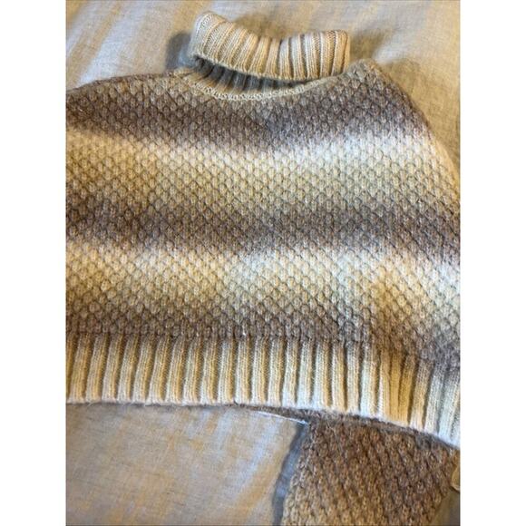 Zara Sweater Girls 9/10 Beige Long Sleeve Turtle Neck Casual Knit Wool Blend - Picture 8 of 8